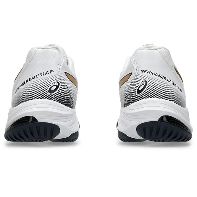 Asics - 1052A069 - NETBURNER BALLISTIC FF 3 - 110 WHITE/PURE GOLD - ženski copat 2025