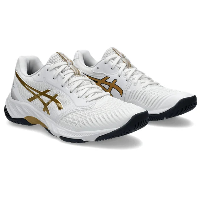 Asics - 1052A069 - NETBURNER BALLISTIC FF 3 - 110 WHITE/PURE GOLD - ženski copat 2025