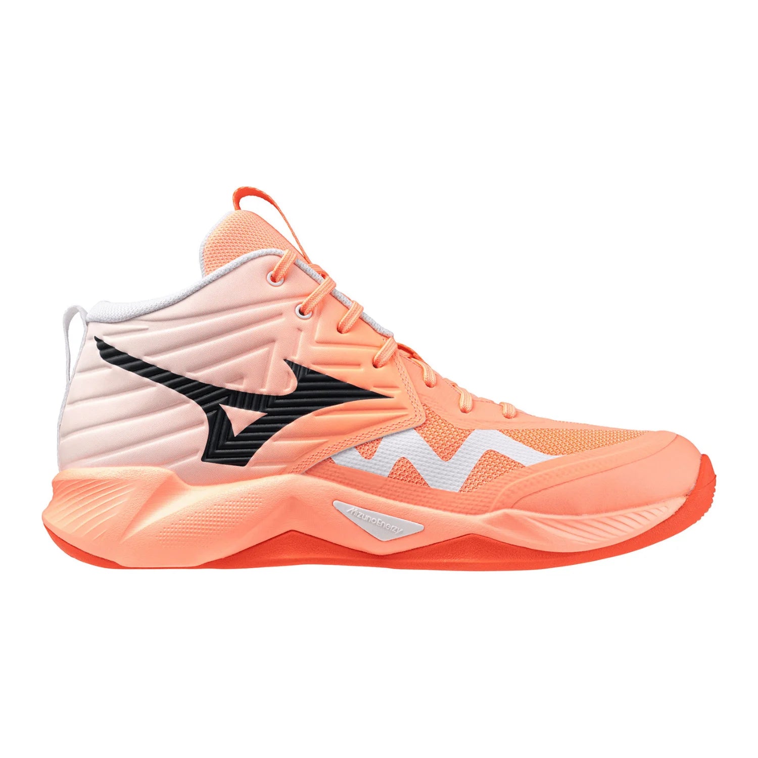 Mizuno - V1GA2545 - WAVE MOMENTUM PRO MID - FLAMINGO CORAL/LAVA ORANGE/WHITE - unisex copat 2027