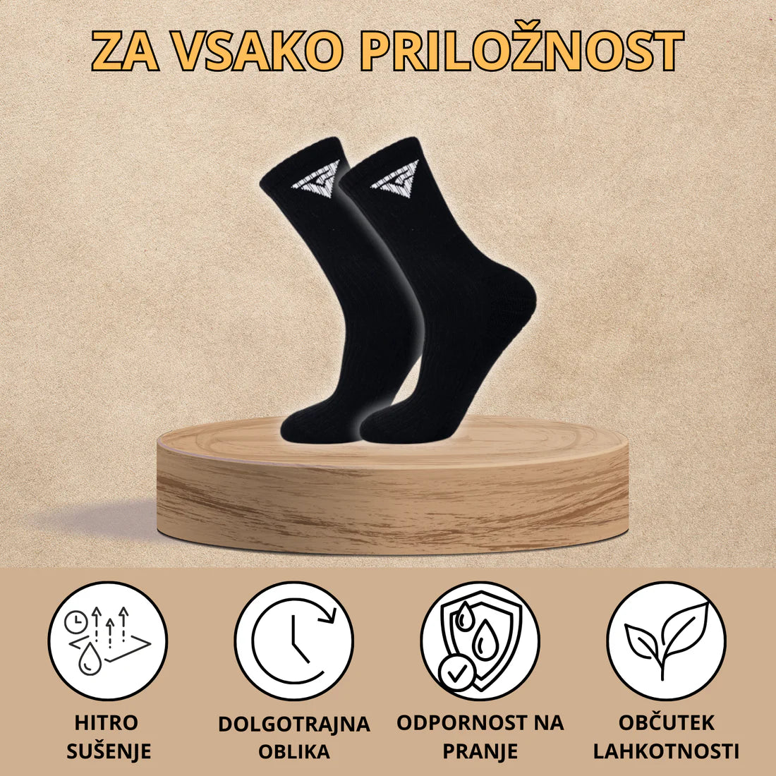 Nogavice VincerePro, ATHLETIC – Črne