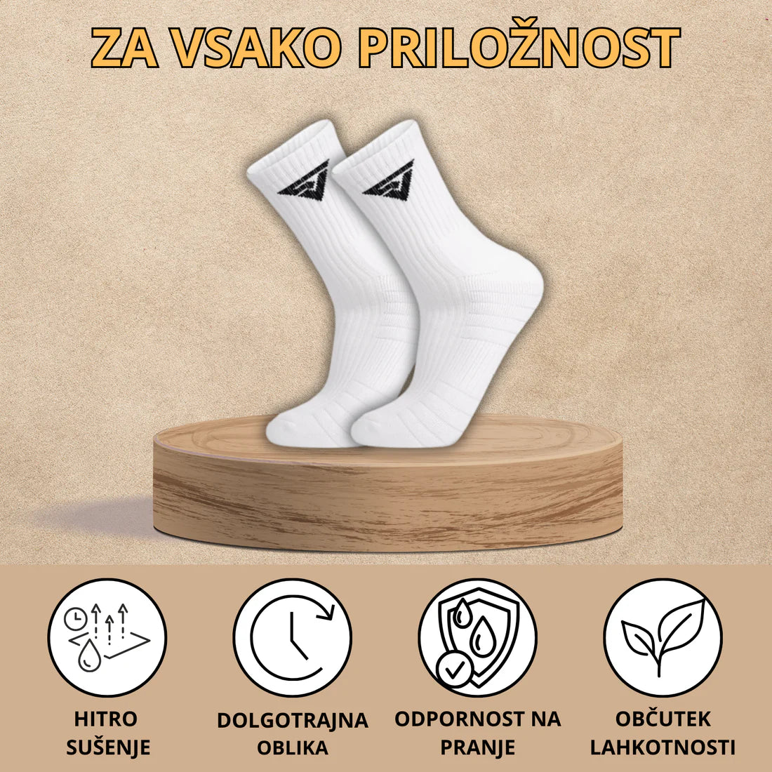 Nogavice VincerePro, ATHLETIC – Bele