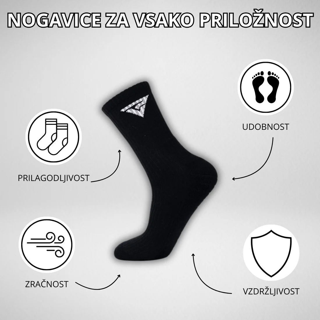 Nogavice VincerePro, ATHLETIC – Črne