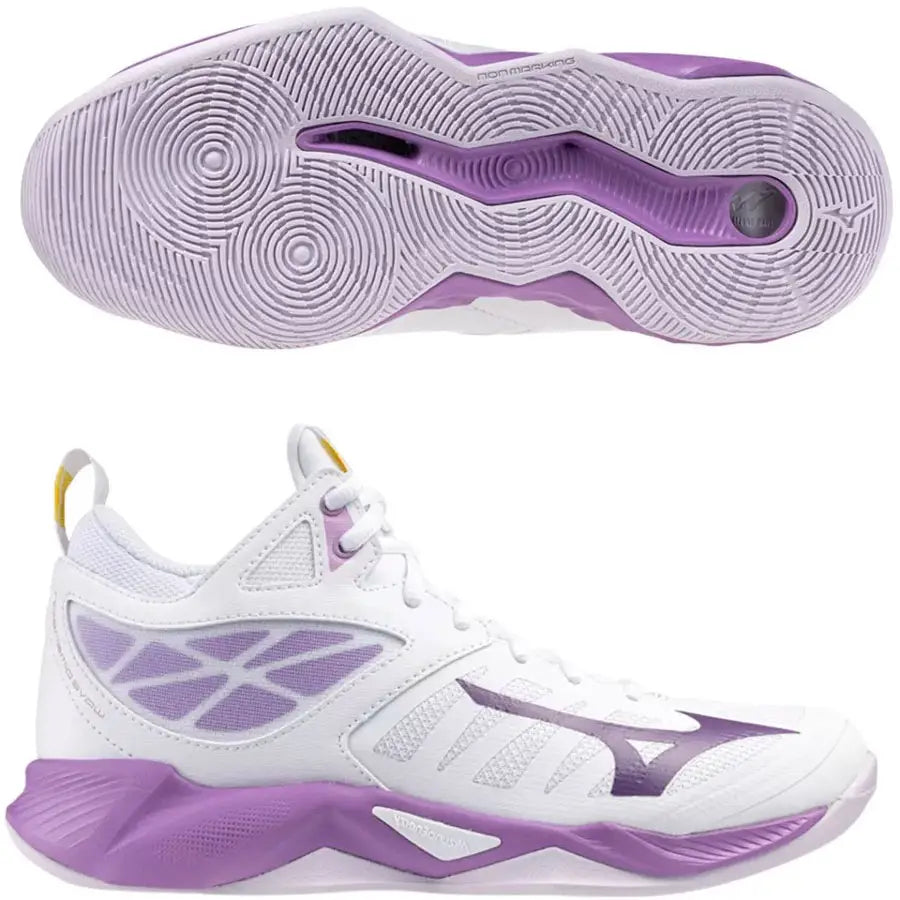 Mizuno - V1GC2245 - Wave Dimension MID - 10 - VIOLA/WHITE - visok ženski copat 2025