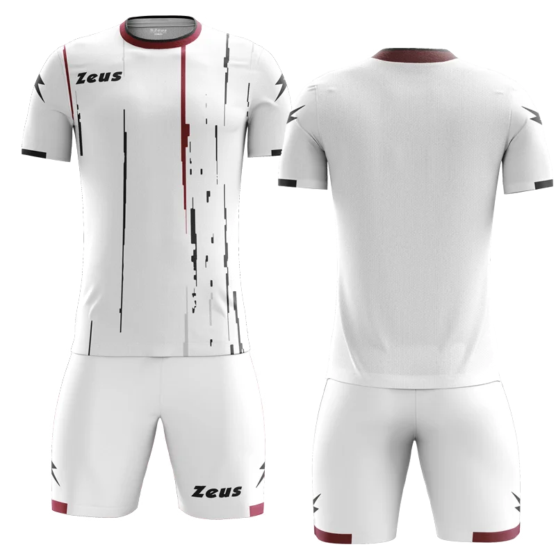 K/BOLTWHIT - Zeus KOMPLET BOLT WHITE - moški dres - Belo - Temno rdeča - Črna